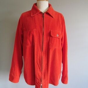 90s Vintage Sonoma Orange CORDUROY Zip up Shirt Jacket Shaket Misses Large